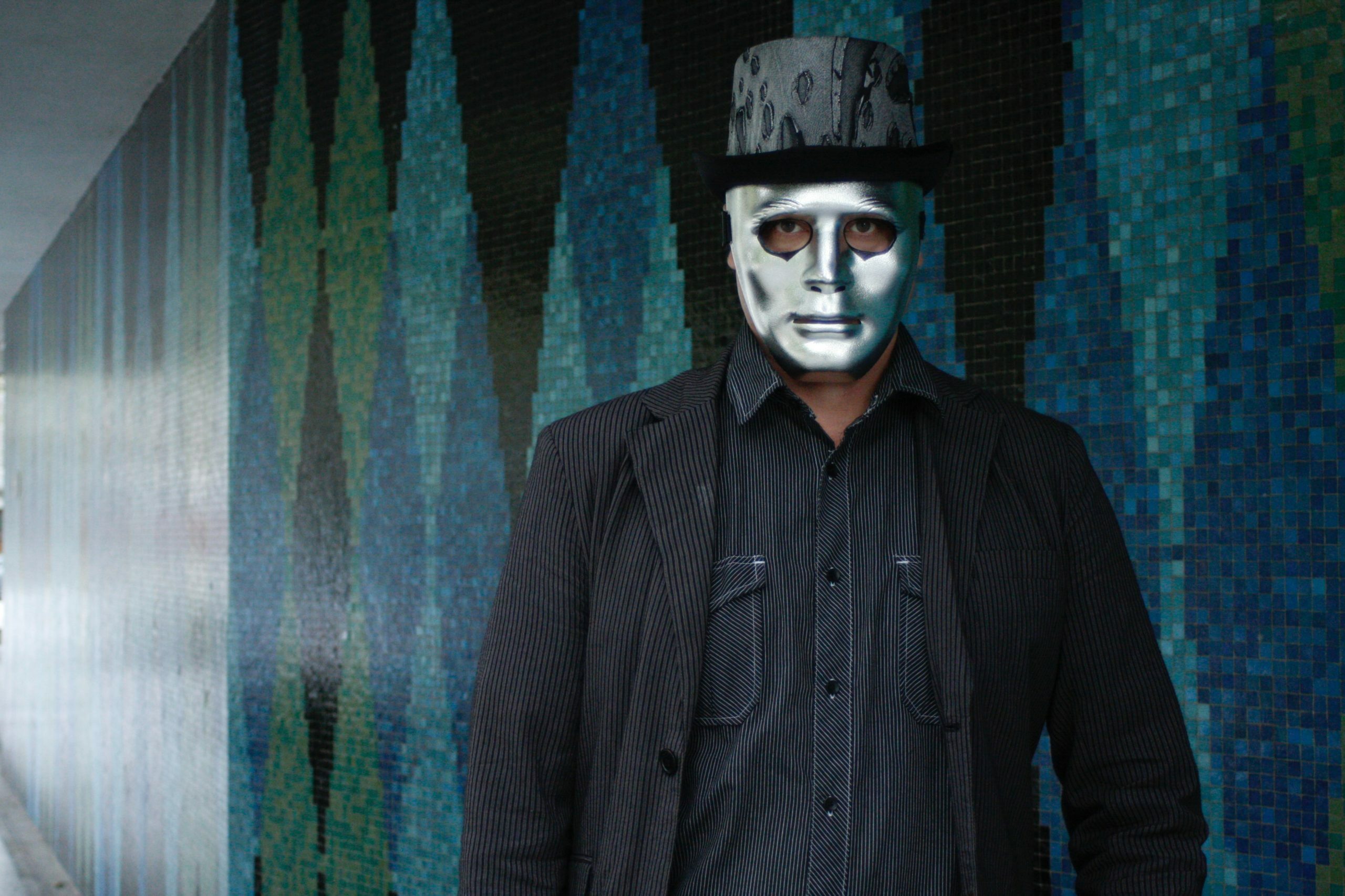 a man wearing a mask